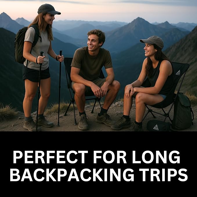 3-in-1 Camping Chair Trekking Poles &amp Mounted Flashlight – All-in-One Backpacking Kit Small &amp Weighs Only 3 lbs – Lightweight Aluminum Hiking Poles - Chair &amp High Lumen LED Light