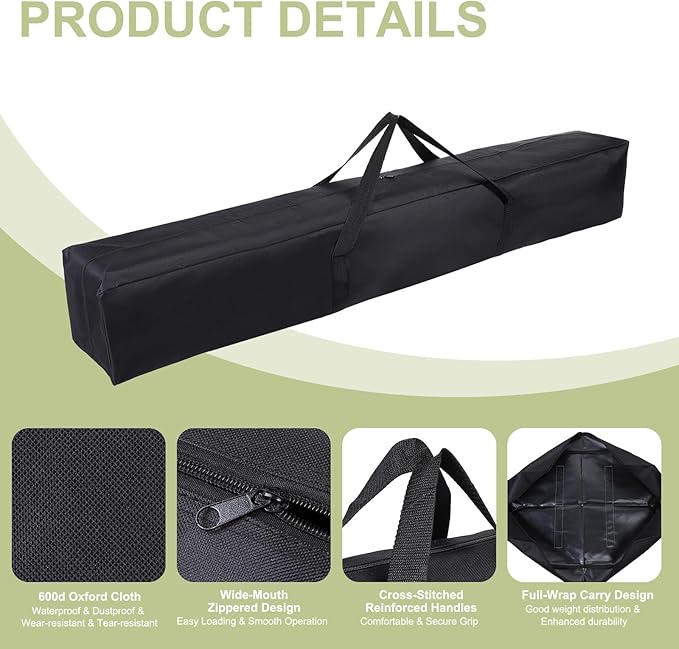 Camp Chair Replacement Bag Camping Folding Chair Storage Bag Large Zippered with Handle Strap 59 x 8 x 8 Inch Fit for Outdoor Travel Tent Storage (2 Pack Black)