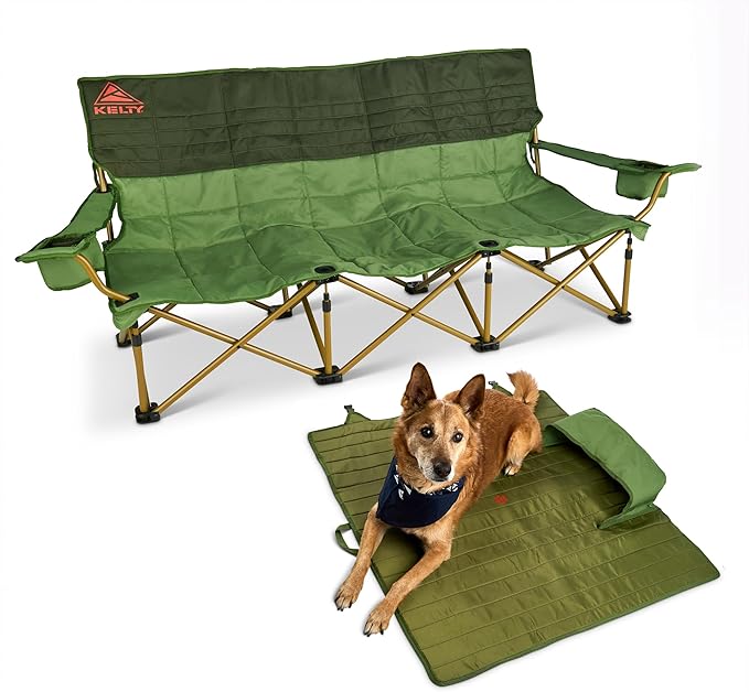 Kelty Lowdown Couch - 3 Person Capacity Camping Chair Extra Large and Sturdy Bench for Campsites Soccer Games and Backyard Parties