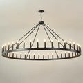 64 Inch Black Extra Large Wagon Wheel Chandelier 42-Lights Farmhouse Industrial Round High Ceiling Pendant Light Adjustable Chain for Dining Room Living Room