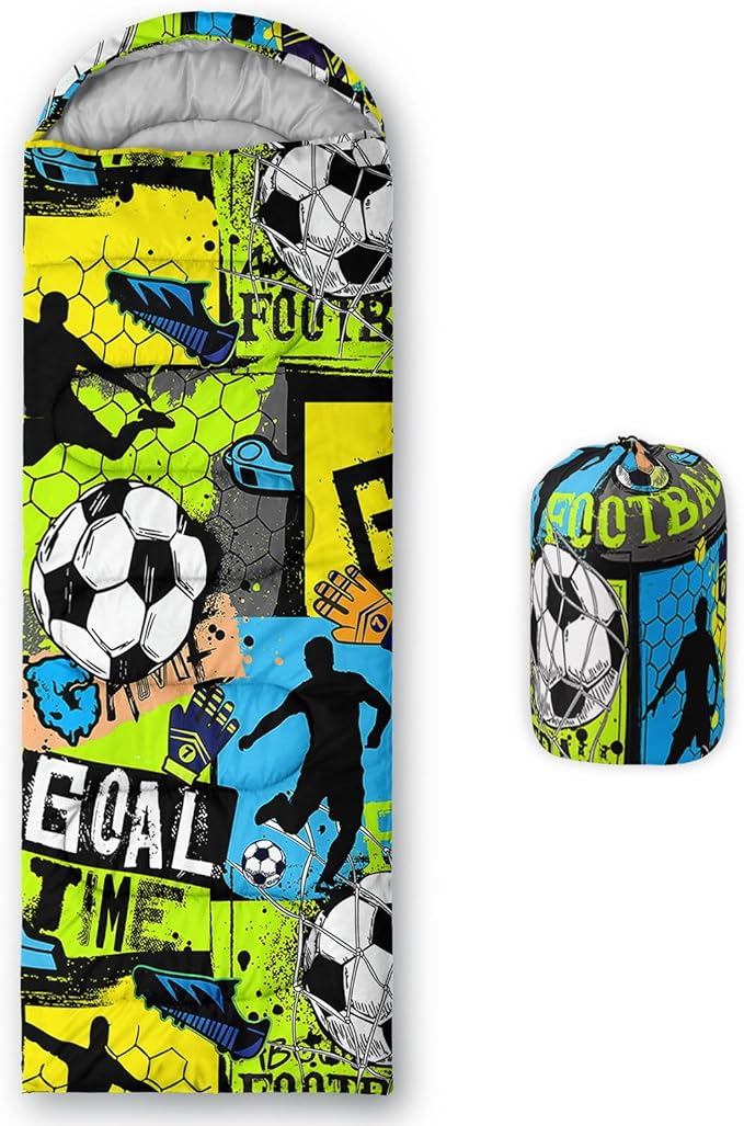 Kids Sleeping Bag for Boys GirlsCartoon Dinosaur Print-Lightweight Warm Portable Outdoor Indoor-Waterproof Cold Weather Resistant Sleeping Bag for Camping Hiking