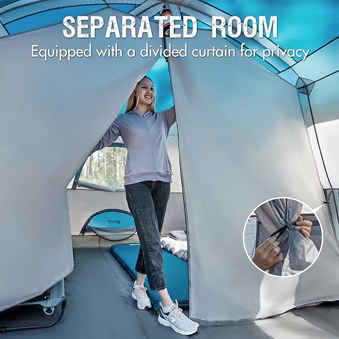 PORTAL 6 | 8 | 10 Person Family Camping Tent with Porch Big Family Camping Tent with Tall Height Good Ventilation Water Resitant Large Tent for Outdoor Camping Backyard