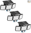 WdtPro Solar Lights Outdoor Flood Light 3 Pack 3500LM Bright Motion Sensor Outdoor Lights 3 Heads &amp Upgrade Glass Panel LED Solar Powered Security Light Spotlights Waterproof for Outside Yard