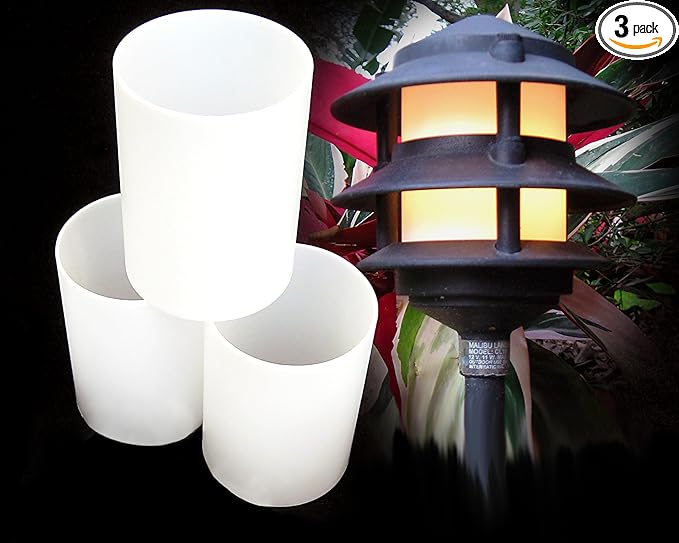 Frosted Plastic Lens Globe for 3 Tier Metal Low Voltage Path Lights compatible replacement with Malibu Landscape Lighting Hampton Bay Paradise Cast Aluminum Pagoda and more. 3 Pack
