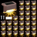 Geelin 32 Pcs Solar Deck Lights Outdoor Waterproof LED Solar Step Fence Lights for Stairs Step Railing Patio Driveway Garden Pathway and Yard(Brown Shell Warm White Light)