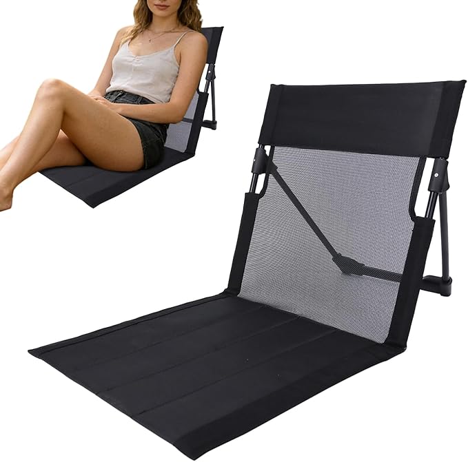Portable Foldable Beach Recliner Legless Lounge Chair with Comfortable Backrest Lightweight Outdoor Seat for Camping Lawn Poolside Garden Backyard Park Travel Relaxation Spaces