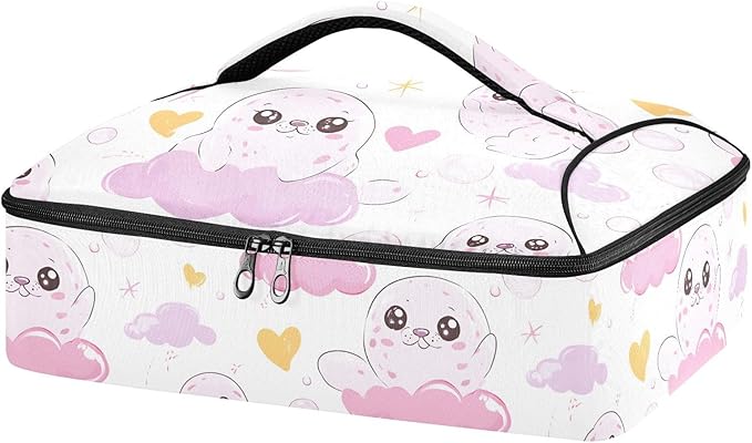 Casserole Carrier Sea LeopardInsulated Casserole Carrier for Hot or Cold Food Thermal Lunch Tote for Potluck Parties Picnic Beach Fits 9 x 13 Inches Baking Dish