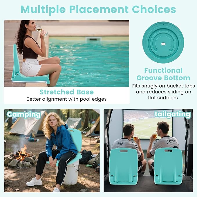 Goplus Poolside Chair for Edge of Pool Foldable Portable Flip Seat w/Back Support &amp 2 Handles Lightweight Outdoor Camping Chair for Stadium Tailgating Fishing Boats Beach (Mint Green 1 Pack