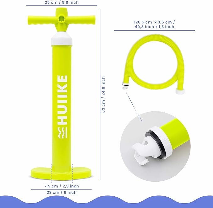 HUIIKE Paddle Board Pump Manual with Double Action Sup Hand Pump of 15 PSI Stable Handpump for Paddleboarding Paddleboard Handpump | Paddle Board Accessories for Inflatable Stand Up Paddleboard