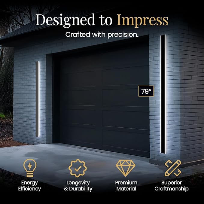 MOD LIGHTING Haylen Wired LED Outdoor Wall Light (2-Pack) 79 Water Resistant Outdoor LED Sconce Remote Dimming Modern Wall Sconces for Patio Garage Black