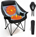 CypherX Oversized Heated Camping Chair 3 Heat Levels Folding Camping Chairs for Adults Heavy Duty Padded Lawn Chair for Outdoor Sports Lawn Fishing Garden Portablen (No Battery)