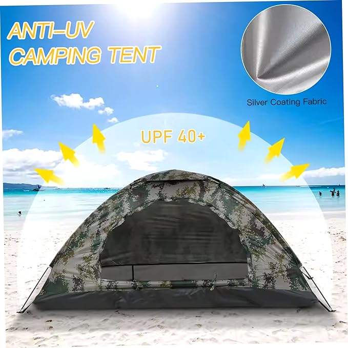 Camouflage Tent 79x39x39 Portable Lightweight Ventilated Waterproof One Man Beach Tent Outdoor for Hiking Camping