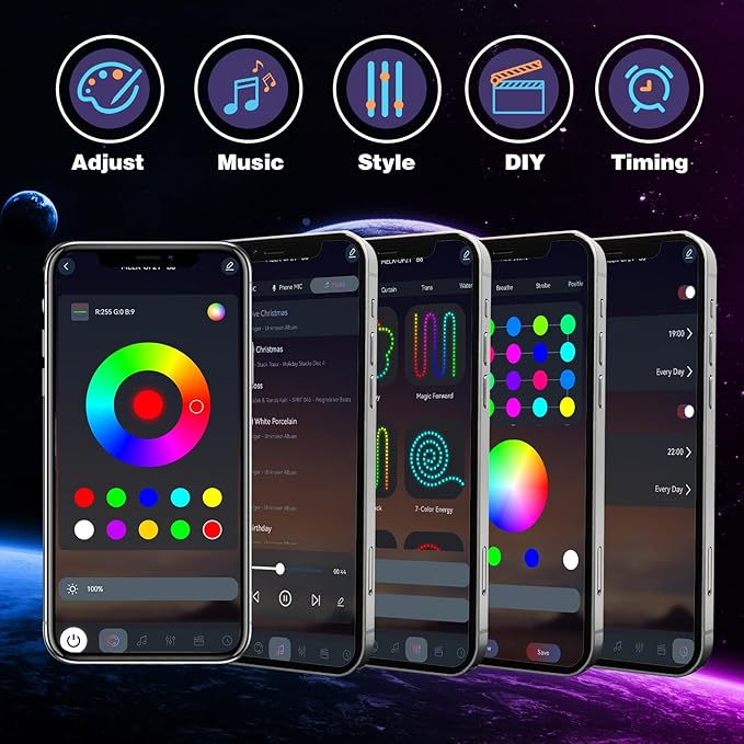 KSIPZE 100ft Permanent Outdoor Lights Waterproof IP67 Smart RGB+IC Eaves LED Lights with App &amp Button Control 200+ Dynamic Scene Modes for House Roof Garden Christmas Party Decor