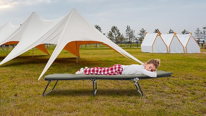 5-Angle Adjustable Camping Cot for Adults - Heavy Duty Outdoor Bed with 1200D Oxford Fabric &amp Carry Bag