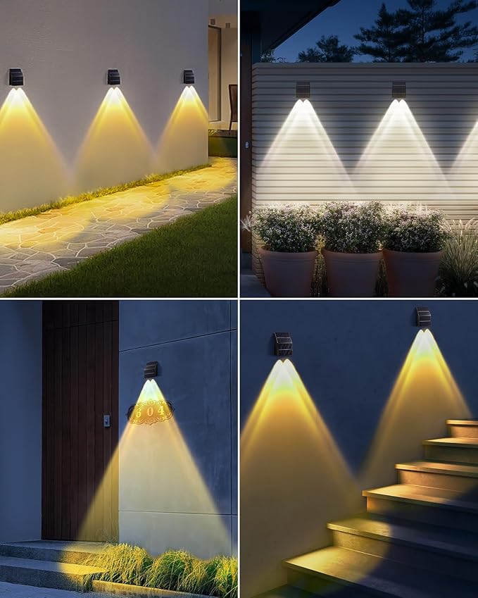 High Brightness Solar Fence Lights Outdoor Larger Size Solar Lights with Dual Solar Panels Waterproof Fence Lights Solar Powered for Stair Step Yard Patio Wall (12 Pack)