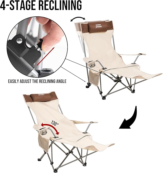 Folding Camping Chair with Footrest Tan/Brown