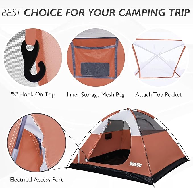 Camping Tent Waterproof 2/3/4 Person Tents for Camping Lightweight Easy Set Up Outdoor Hiking Tent Backpacking Tent with Carry Bag Backpack Tent Suit for Family Beach Hiking Travel