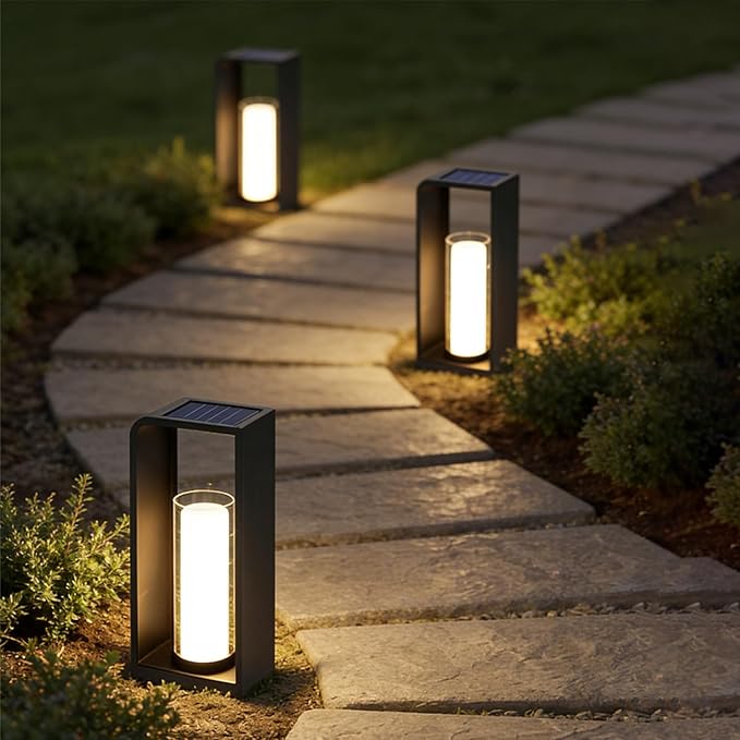 MIXL- Outdoor Solar Floor LanternIP67 Waterproof Landscape LightTall Flameless Outdoor Lamp Suit for Porch Garden Lawn and Driveway