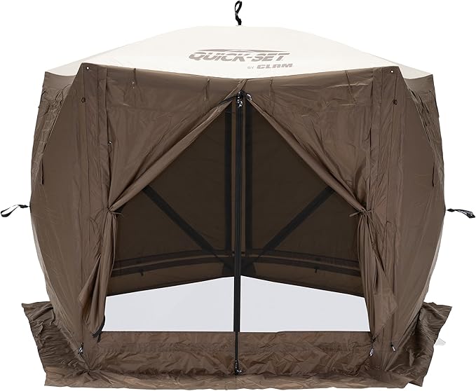 CLAM Pop Up Screen Tent Outdoor Camping Gazebo Canopy Adventure with Wind Panels 9' x 9' Brown