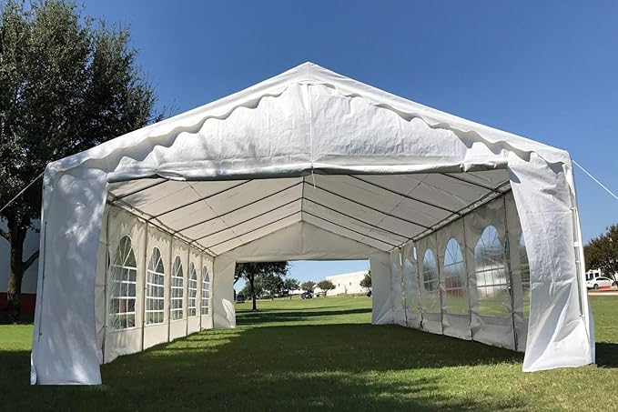 DELTA 40'x16' Budget PE Party Tent + 2 Long Bags + 2 Short Bags Heavy Duty Outdoor Event Canopy Tents Wedding Garden Shelter Pavilion Gazebo with Galvanized Steel Structure and Waterproof Top