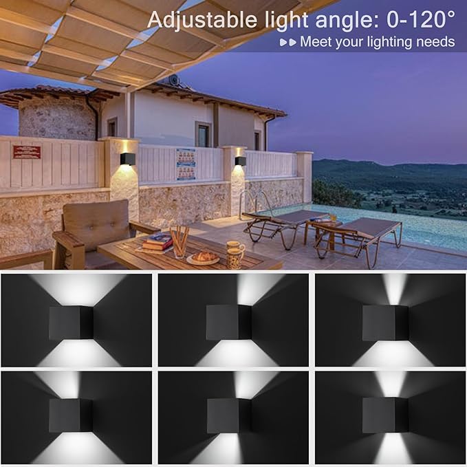 Nigaut Outdoor Wall Light 2 Pack 15W 3000k Black Up and Down Lights Outdoor Sconce Lights for Patio Porch with Adjustable 0-120° Beam Angle LED Exterior/Interior Lighting Fixtures