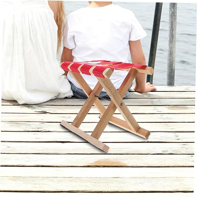 SUPVOX Outdoor Folding Stool Angler Sitting Bench Compact Portable Wooden Camping Fishing Picnic Seat