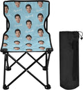 Sinestour Pale Blue Custom Photo Folding Camping Chair for Teen Child Personalized Name 14.6×14.6in Portable Outdoor Chair with Carry Bag for Beach Picnic Barbeques