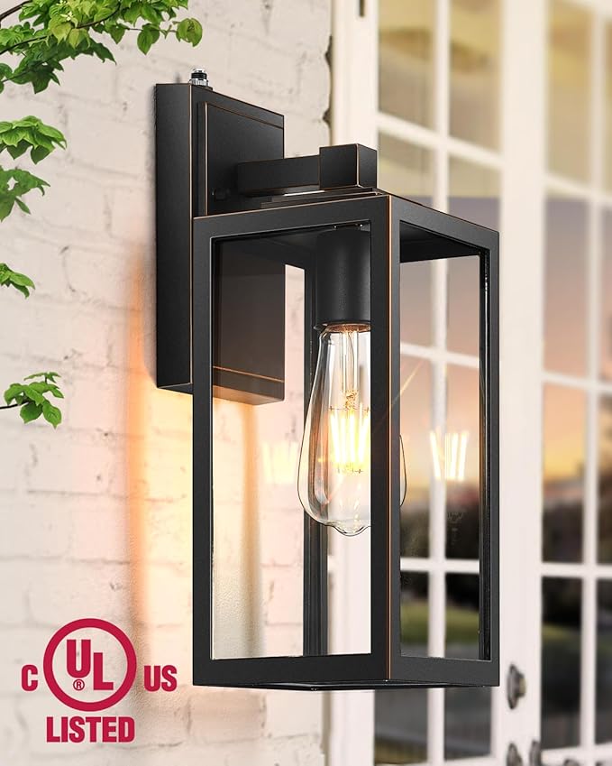 VIANIS Large 2 Pack Dusk to Dawn Outdoor Wall Lights Black Gold Exterior House Lights Wall Mount Sconce Modern Waterproof Front Porch Lanterns Light Fixture for Garage Coach Outside Door Lights
