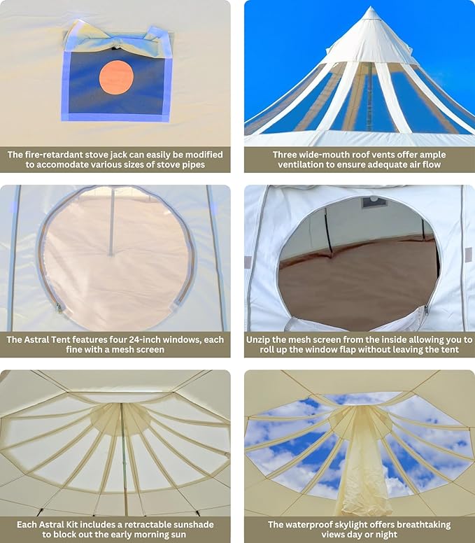 Astral Luxury Tent - 3 Sizes - Waterproof/Four Season/Glamping/Events/Resorts (13 Feet / 2 Doors)