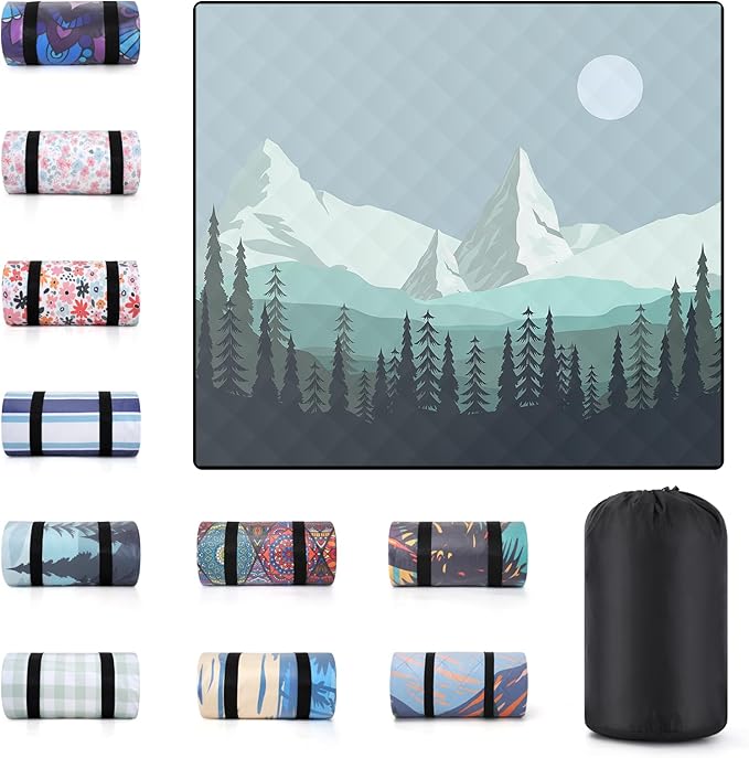 60x80 Waterproof Picnic Blankets Outdoor Sandproof Beach Blanket Foldable Big Ground Grass Mat Family Tent Camping Rug Backpacking Hiking Essentials Gifts Rv Car Travel Roadtrip Must Have