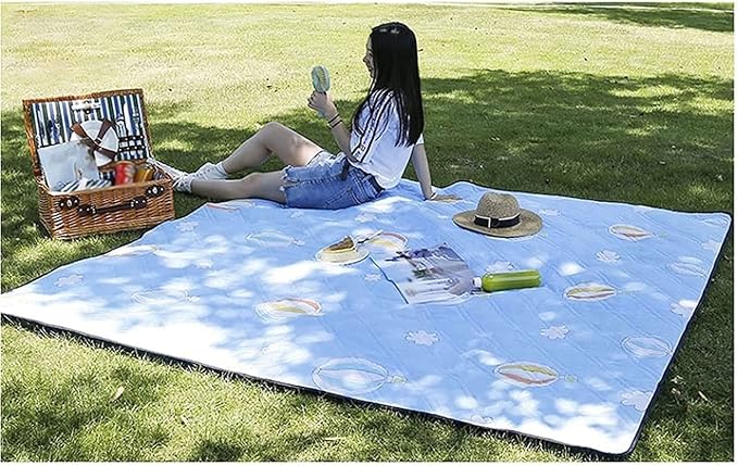 Beach Camping Picnic Blanket Oversized Hiking Park Waterproof Sand Free Handy Compact Mat Durable Foldable Machine Washable Rug for Travelling