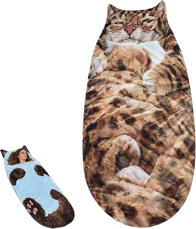 Cats Envelope Sleeping Bag Fluffy Cat Sleeping Bag for Adults Adorable Washable Envelopes Bedding for Camping Lounging