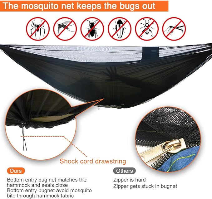 onewind Hammock Mosquito Net Single &amp Double Camping Hammock Bug Netting No See Ums Net 360 Degree Insect Protection Alternative for Onewind Bottom Entry Hammock