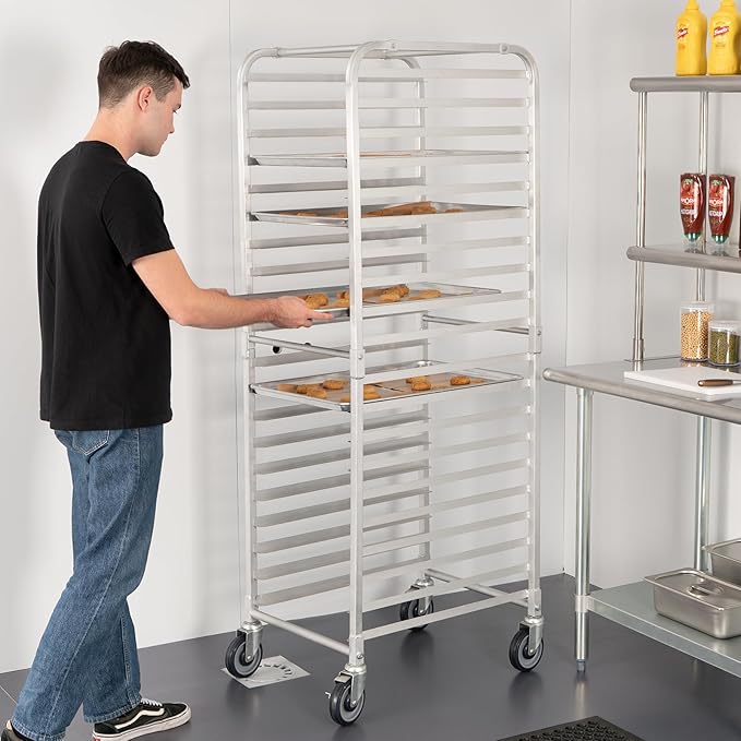 HARDURA 20 Tier Bun Pan Rack Bakery Rack with Casters NSF Home Commercial Kitchen Aluminum Storage Cooling Sheet Pan Rack20x26x69H