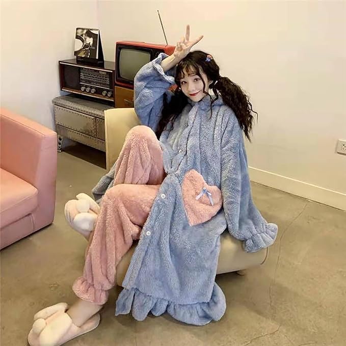 Warm one-piece blanket pajamas in autumn and winter cute shark capybara robe hooded coral velvet padded velvet home clothes.