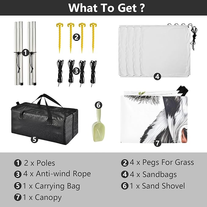 ALAZA Cow Daisy Flowers Beach Tent Sun Shelter UPF50+ Protection Beach Shade Canopy w/ 4 Sandbags for Outdoor Camping Fishing Backyard Fun Picnic 10x9 ft