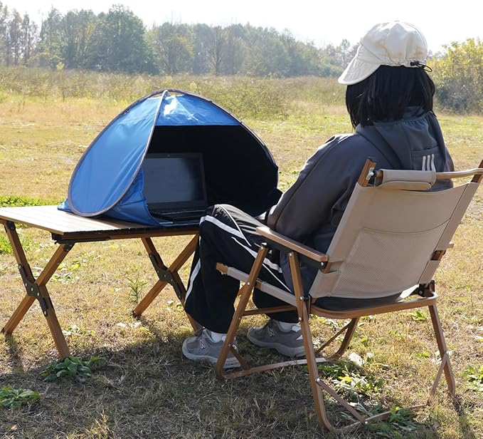 Small Pop Up Beach Tent with Meshed Window Portable Head Tent Beach Pet Shade for Small Dogs/Cats (Blue)