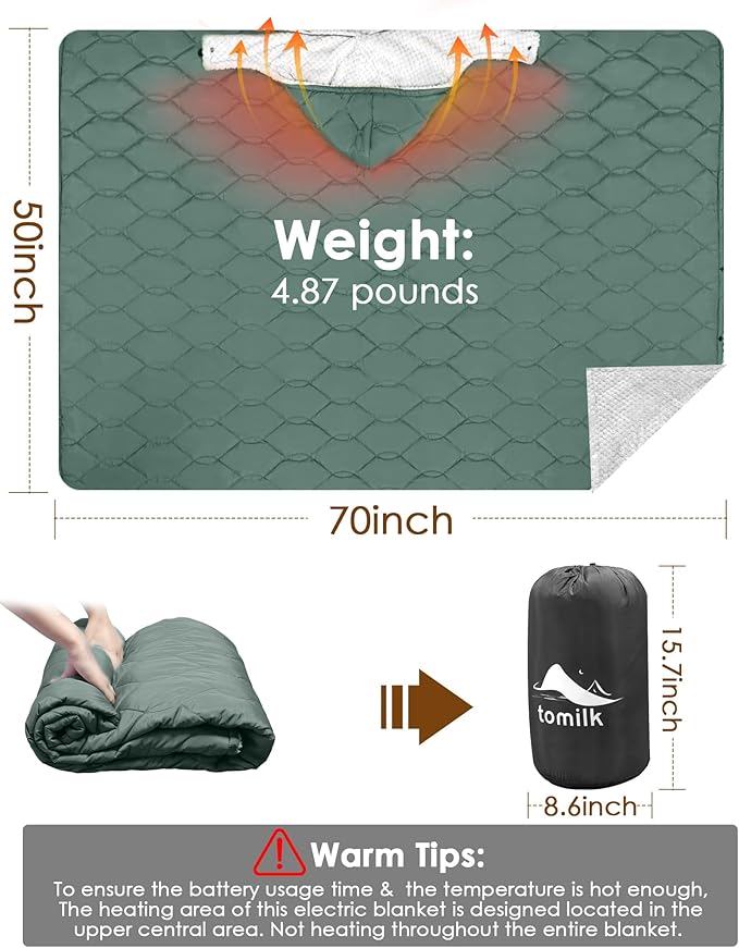 Heated Blanket Hoodie Battery Operated for Camping 12V Cordless Heating Blanket with 15000mAh Battery Electric Blanket Throw Shawl with 3 Heating Levelsfor Shoulder and Neck Machine Washable