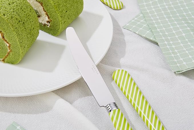 ANNOVA Silverware Set Stainless Steel Colorful Tableware Kitchen Flatware Set Utensils Includes Dinner Knives Forks Spoons Salad Forks &amp Dessert Spoons (Light Green 20 Pieces)