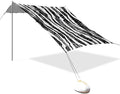 Zebra Stripes Black Beach Tent Sun Shelter 9.2' x 10.5' Beach Canopy with 4 Sandbags 4 Stability Poles Sand Shovels - Tent Canopy for Beach Camping Fishing Picnics