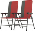 Outsunny Folding Patio Chairs Set of 2 Padded High Back Folding Lawn Chairs with Armrests 600D Oxford Fabric Portable Outdoor Camping Chair Set for Deck Garden Backyard Red