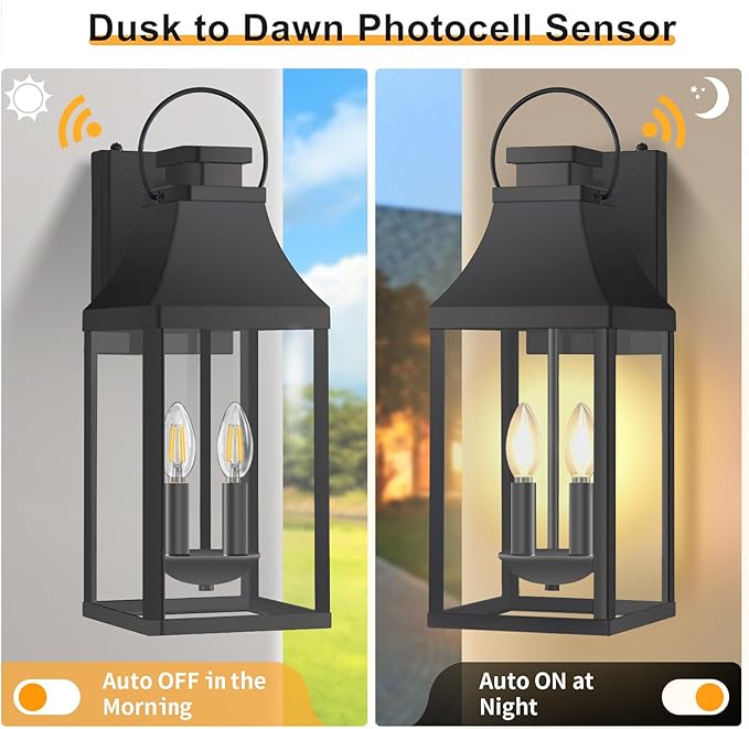 20 Dusk to Dawn Outdoor Wall Light Large Outdoor Wall Lights Exterior 2-Light Wall Sconce for House Garage Front Door