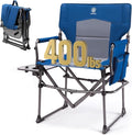 EVER ADVANCED Camping Directors' Chair with Side Table Portable Folding with Compact Size Heavy Duty Lawn Chair with Pocket for Camping Lawn Sports and Fishing 400lbs Blue