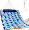 Lazy Daze Hammocks 12 FT Quilted Fabric Double Hammock with Spreader Bars and Detachable Pillow 450lbs Weight Capacity