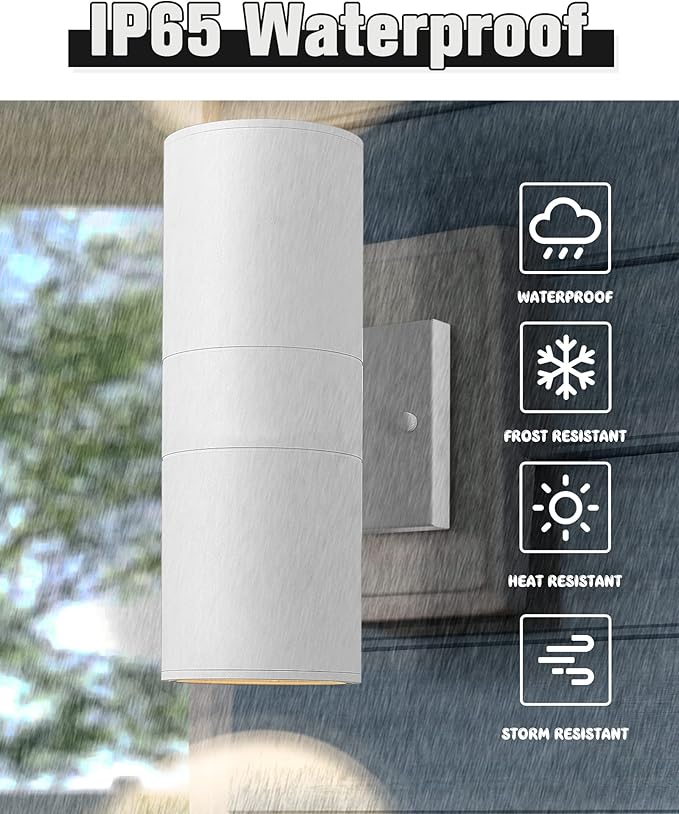 Ken &amp Ricky White Outdoor Wall Light Exterior Wall Lighting Fixtures Cylinder Outside Light Fixtures for House Garage Patio Doorway Entryway (WhiteNo Sensor1PK)