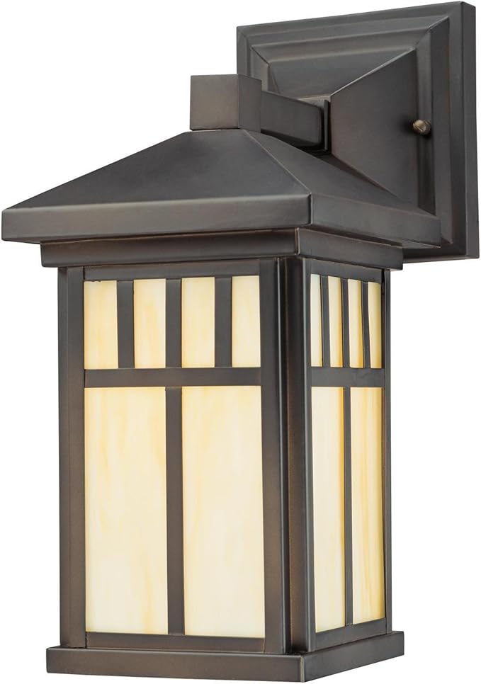 Westinghouse 6732800 Burnham One-Light Exterior Wall Lantern on Steel with Honey Art Glass Oil Rubbed Bronze Finish 1 Pack
