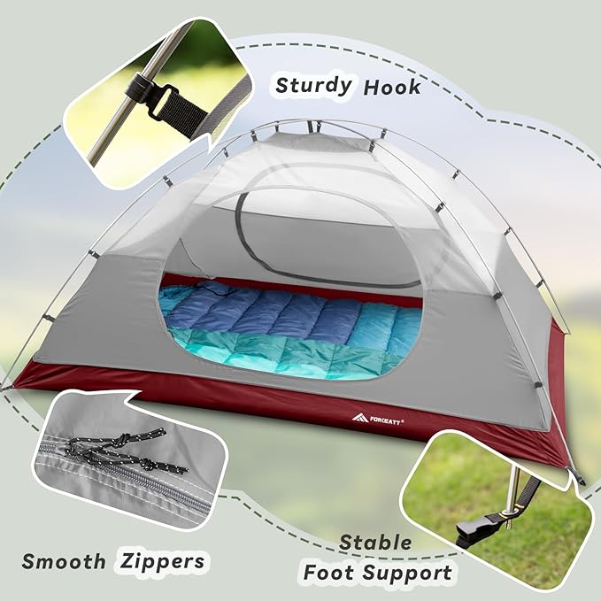 Forceatt Camping Tent 2/3/4 Person Professional Waterproof &amp Windproof Lightweight Backpacking Tent Suitable for OutdoorHikingCamping Mountaineering and Travel