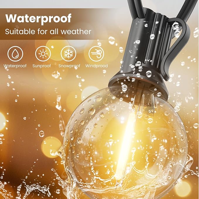 RTTY Outdoor String Lights 150ft G40 Led Patio Globe Lights with 60pcs Plastic Bulbs Shatterproof Waterproof Connectable Hanging for Porch Cafe Bistro Backyard Gazebo Balcony Deck Party