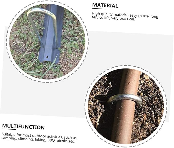 4pcs Galvanized Tent Stakes U Shape Ground Anchors Heavy Duty Camping Pegs for Outdoor Use for Tents Canopies and Garden Landscaping