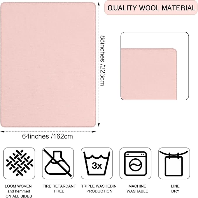 Peryiter 2 Pcs Military Wool Blanket Large 64 x 88 Camping Blanket Survival 3.3 Lbs Each Thick Thermal Washable Emergency Blanket for Outdoors Sporting Events Survival Kits (Pink Gray)